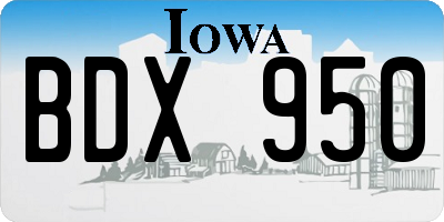 IA license plate BDX950