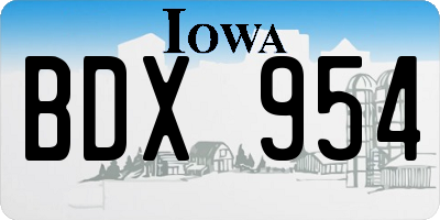 IA license plate BDX954