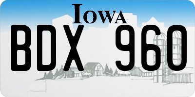 IA license plate BDX960
