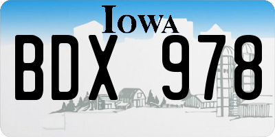 IA license plate BDX978