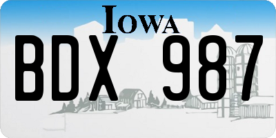 IA license plate BDX987