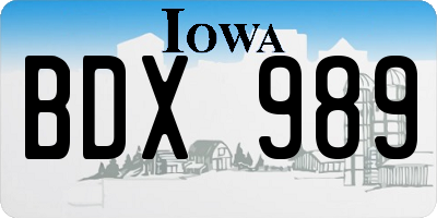 IA license plate BDX989
