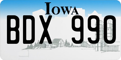 IA license plate BDX990