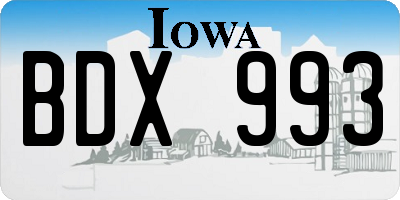 IA license plate BDX993