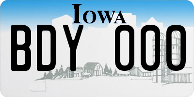 IA license plate BDY000