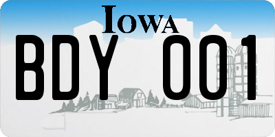 IA license plate BDY001