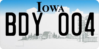 IA license plate BDY004