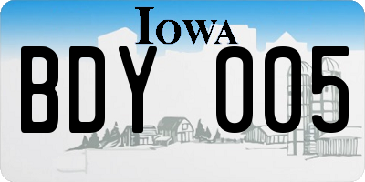 IA license plate BDY005