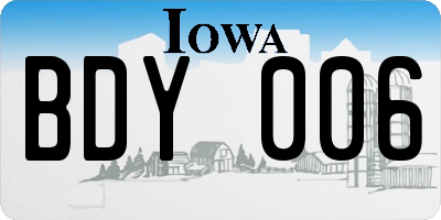 IA license plate BDY006
