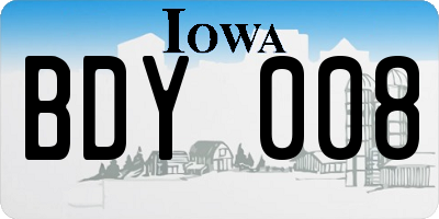 IA license plate BDY008