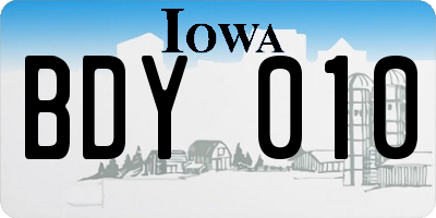 IA license plate BDY010