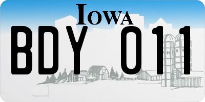 IA license plate BDY011
