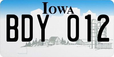 IA license plate BDY012