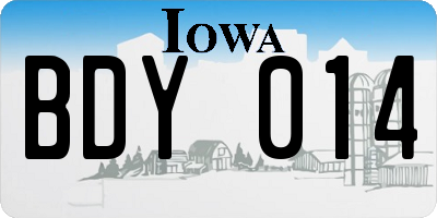 IA license plate BDY014