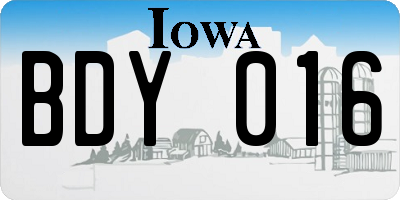 IA license plate BDY016
