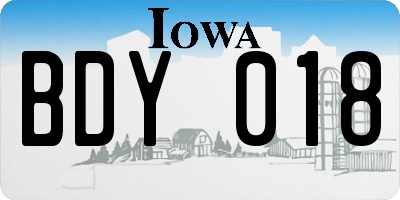 IA license plate BDY018