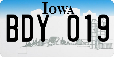 IA license plate BDY019