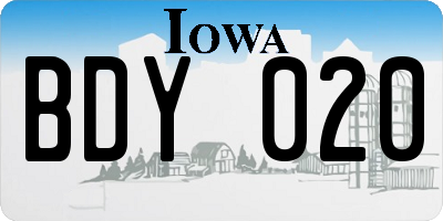 IA license plate BDY020