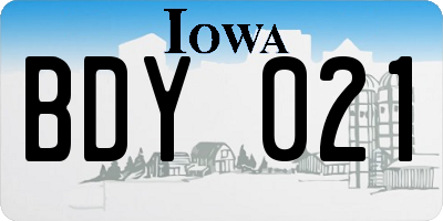 IA license plate BDY021