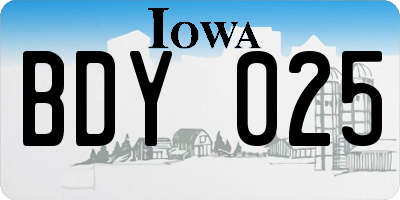 IA license plate BDY025