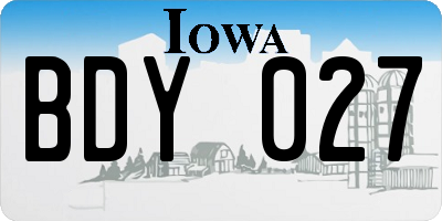 IA license plate BDY027
