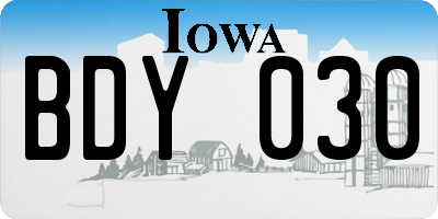 IA license plate BDY030