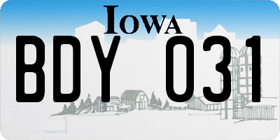 IA license plate BDY031