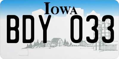IA license plate BDY033