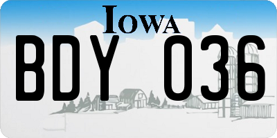 IA license plate BDY036