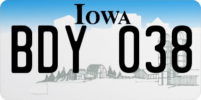 IA license plate BDY038