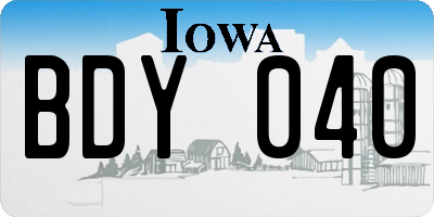 IA license plate BDY040