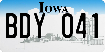 IA license plate BDY041