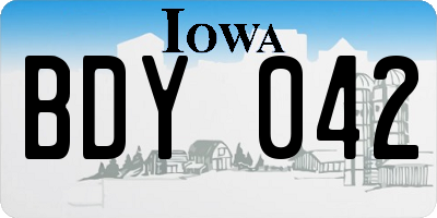 IA license plate BDY042