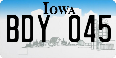 IA license plate BDY045