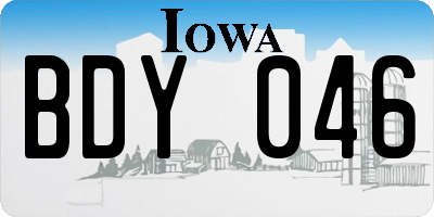 IA license plate BDY046