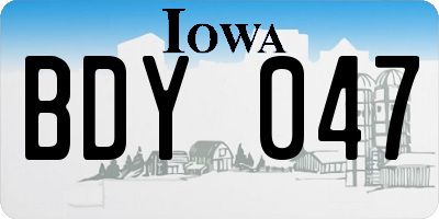 IA license plate BDY047