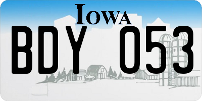 IA license plate BDY053