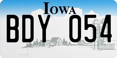 IA license plate BDY054