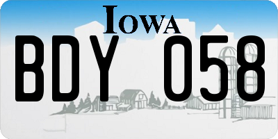 IA license plate BDY058