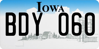IA license plate BDY060