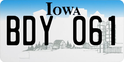IA license plate BDY061