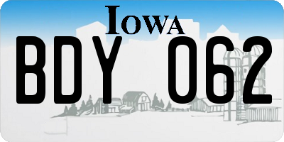 IA license plate BDY062