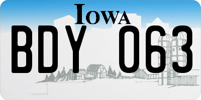 IA license plate BDY063