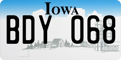 IA license plate BDY068