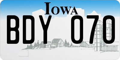 IA license plate BDY070