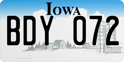 IA license plate BDY072