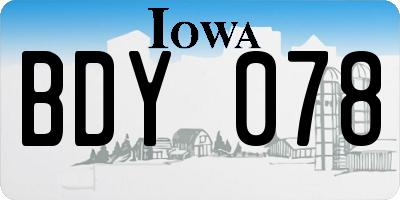 IA license plate BDY078