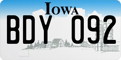 IA license plate BDY092