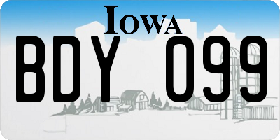 IA license plate BDY099