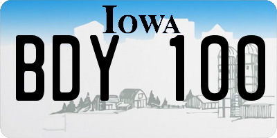 IA license plate BDY100